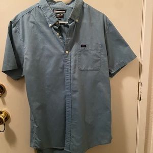 Mens RVCA blue button down shirt.
